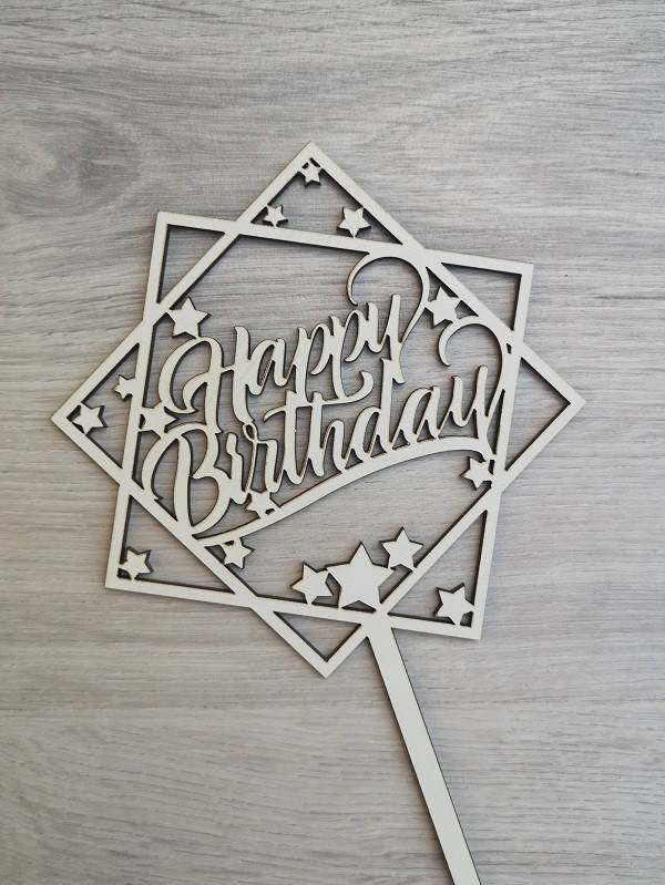 

Топпер для торта белый Happy Birthday!