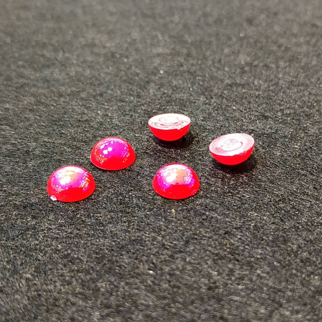 

Полубусина, Пластик, Круглая, Красный, Переливчатый перламутровый блеск, Шлифованная, 8 мм