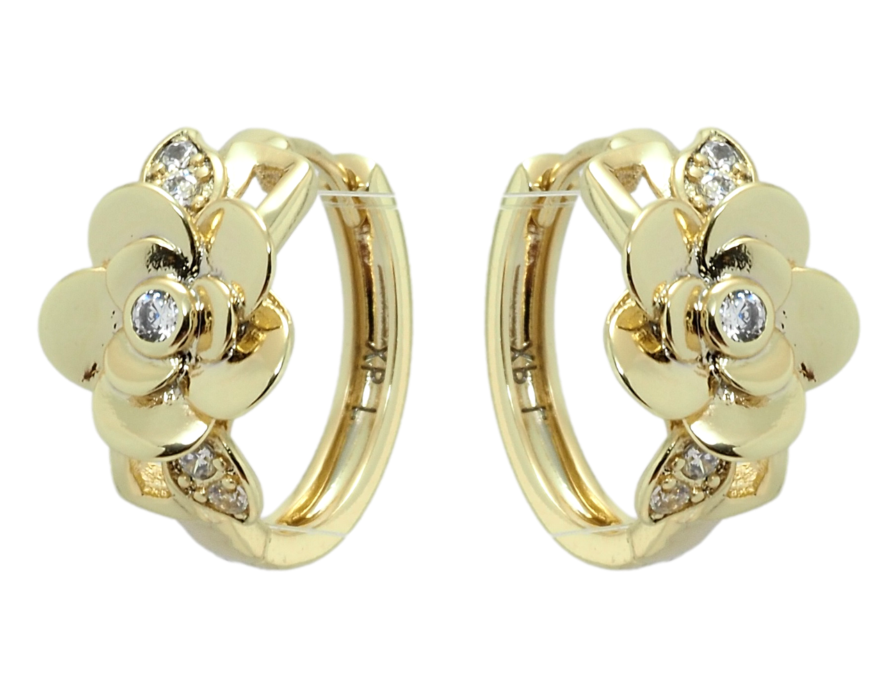 

Серьги Xuping Позолота 14K колечки "Цветочки с цирконием"