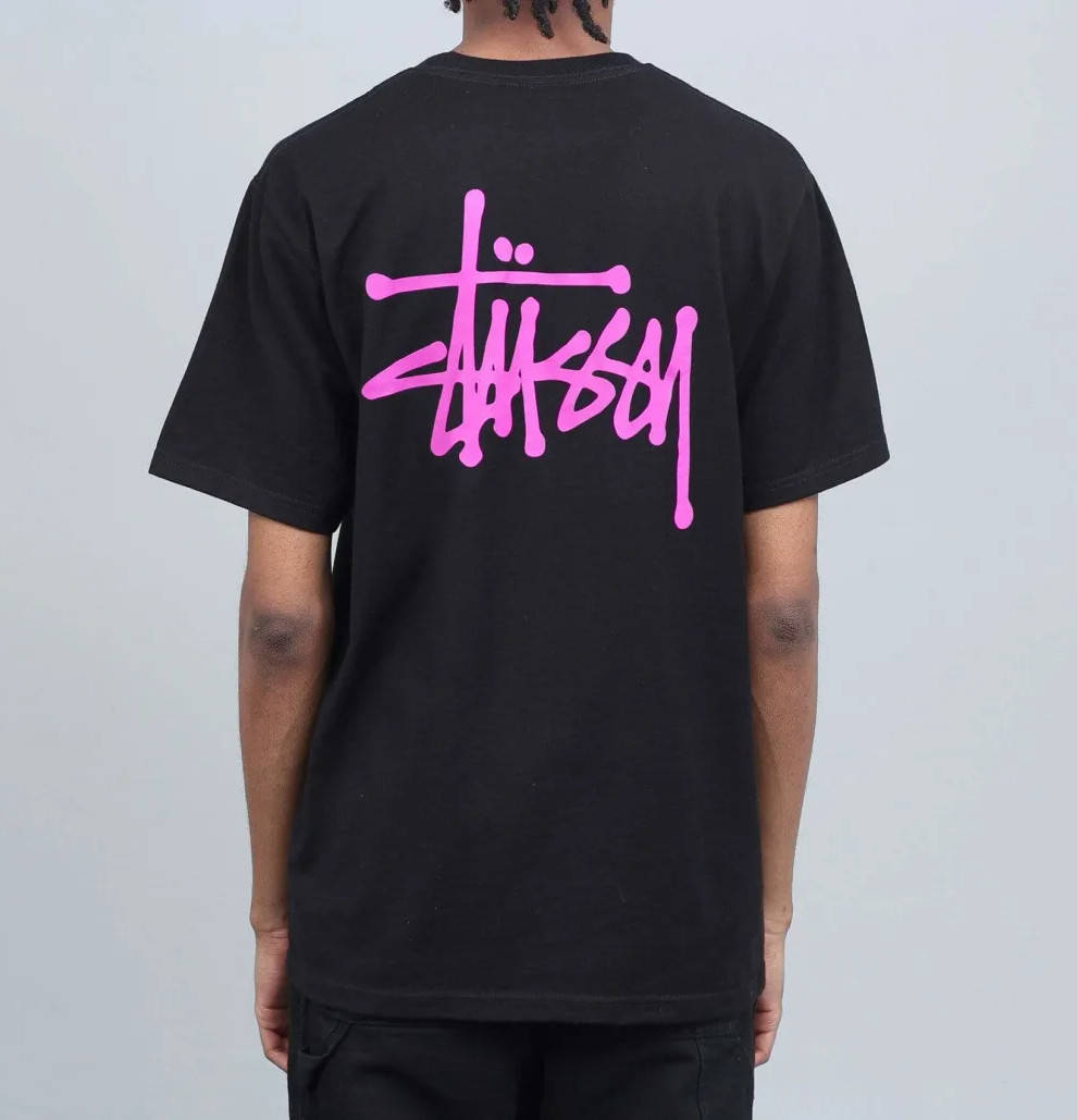 

Черная футболка Stussy Two-sides Pink Logo футболки Стасси Стусси унисекс