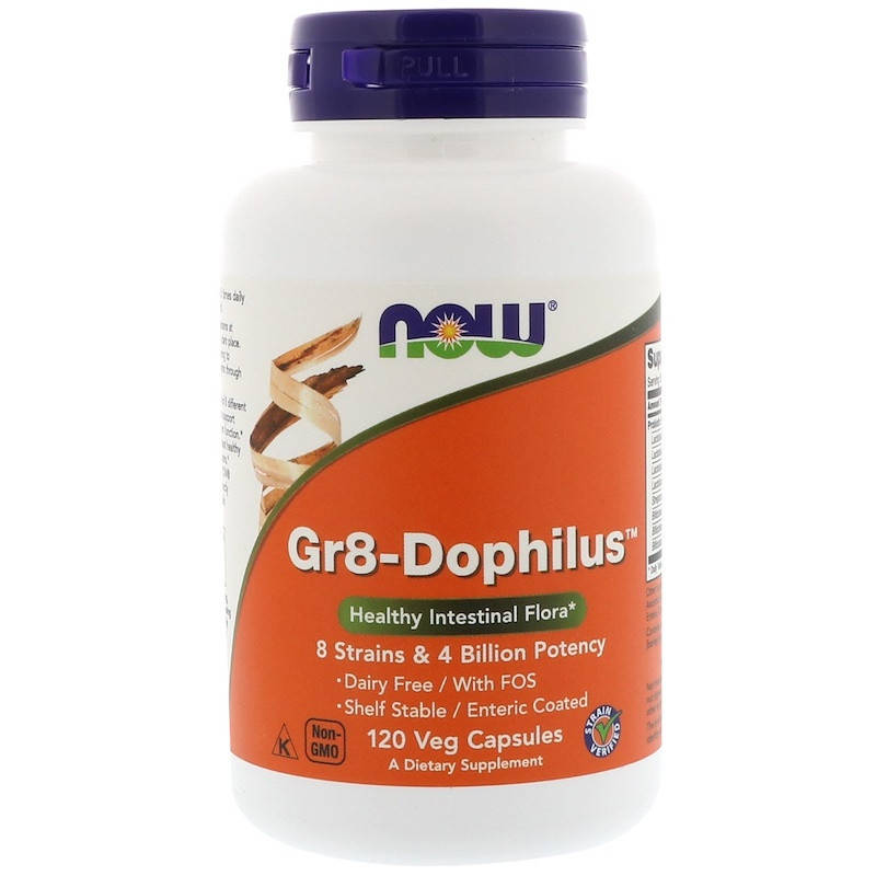 

Пробиотики Gr8-Dophilus Now Foods, 120 растительных капсул