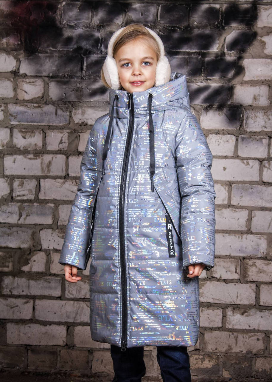 

Зимняя детская светоотражающая куртка "Герда" 140, Серебряный