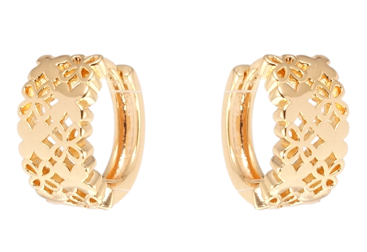 

Серьги Xuping M&L желтый оттенок колечки "Резной орнамент"