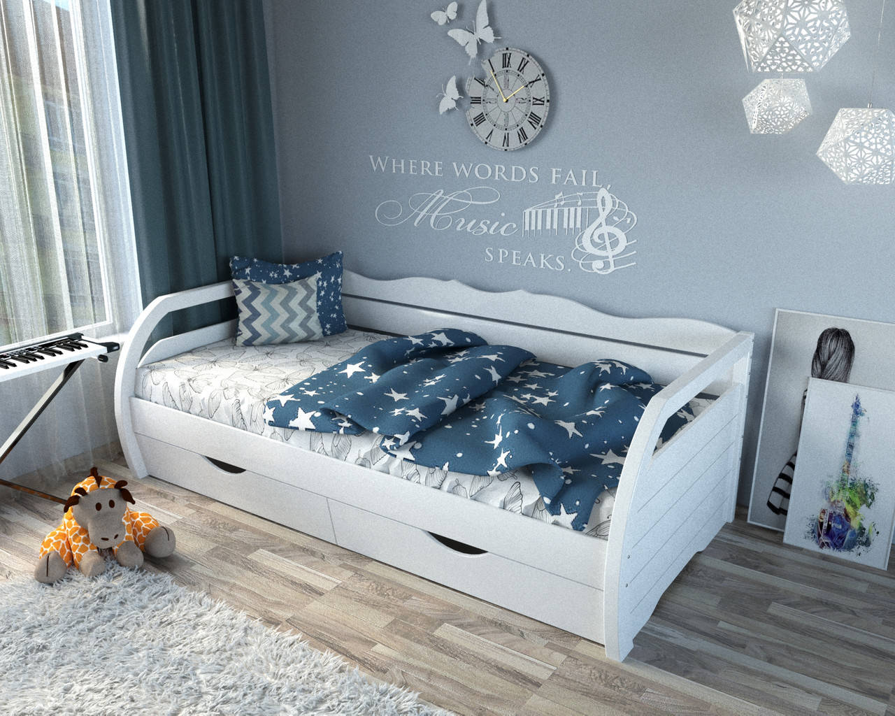 

Кровать подростковая "Бонита" белая