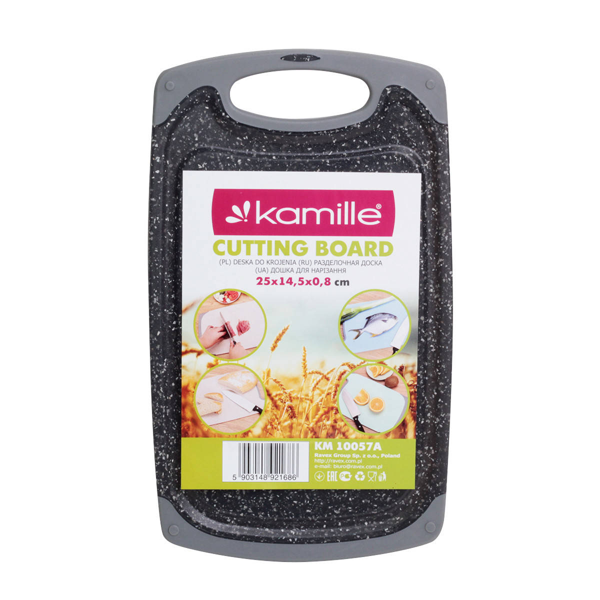 

Доска разделочная Kamille 14.5х25х0.8см пластиковая (серый мрамор) KM-10057A