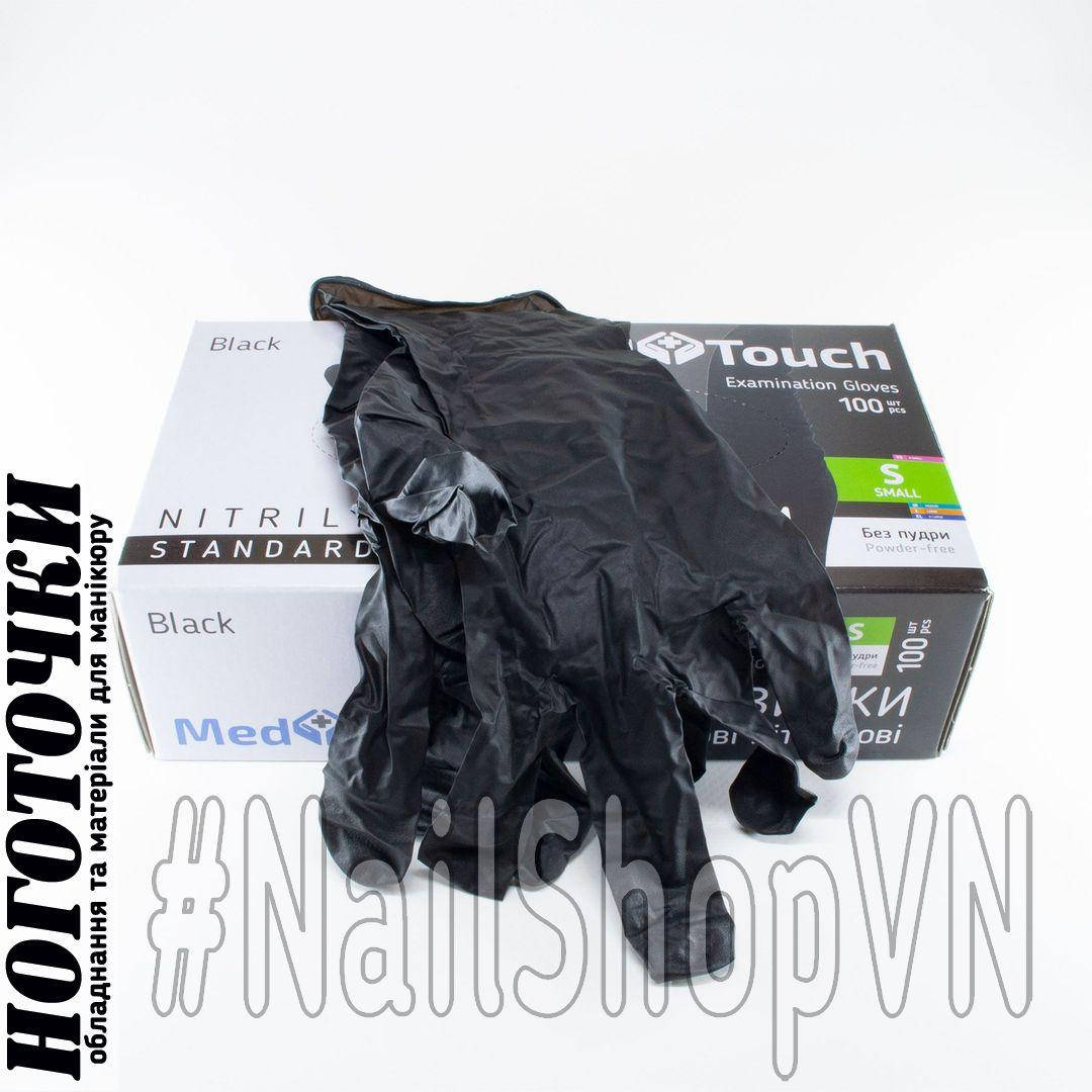 

Перчатки нитриловые неопудренные черные MedTouch Nitrile 100 штук, Черный