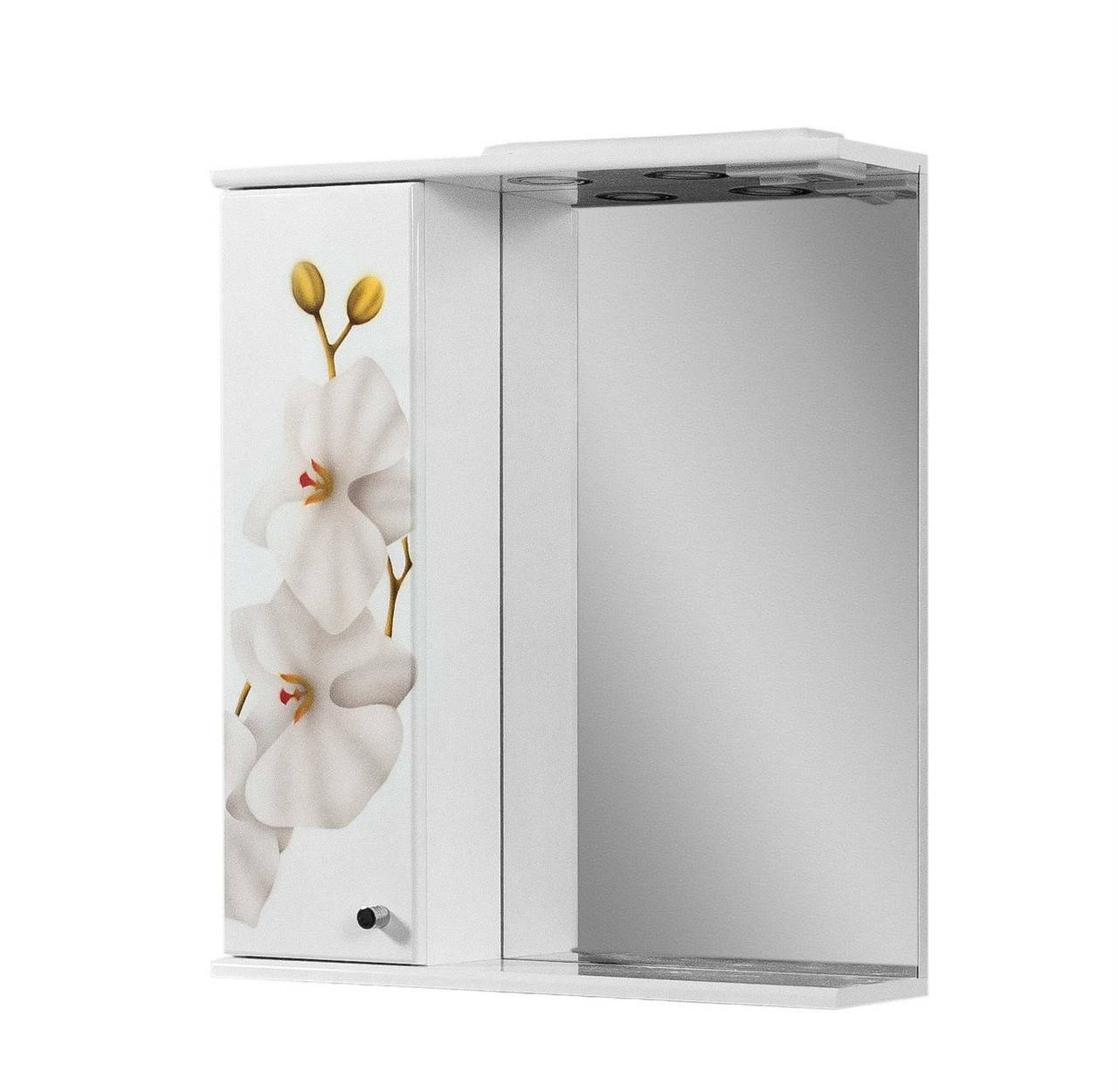 

Зеркальный шкаф в ванную комнату 60см "Орхидея"