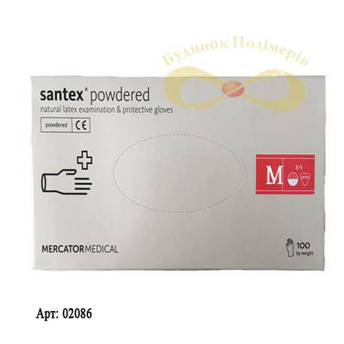 

Перчатки латексные Santex медицинские нестерильные размер M 100 шт. арт. 2086