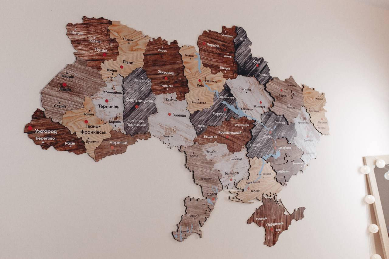 

Деревянная карта Украины настенная большая - пазл из экологически чистого материала