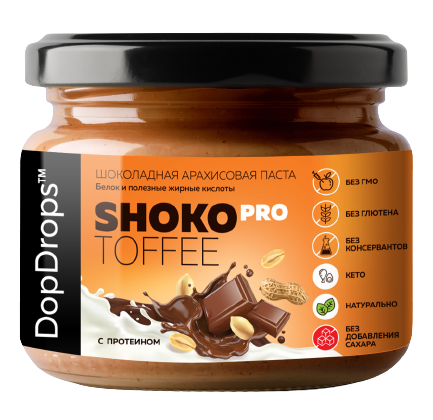 

Паста шоколадная арахисовая с протеином DopDrops™ Shoko Pro Toffee (250 грамм)
