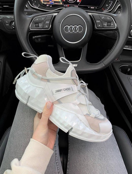 

Женские кроссовки Jimmy Choo Diamond trail White белые Люкс, Белый
