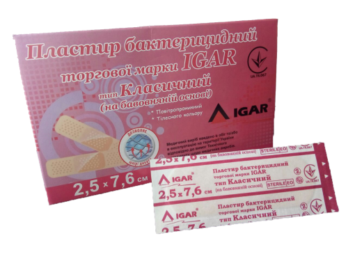 

Пластырь бактерицидный IGAR тип Классический на хлопковой основе 2,5 x 7,6 см 100 шт