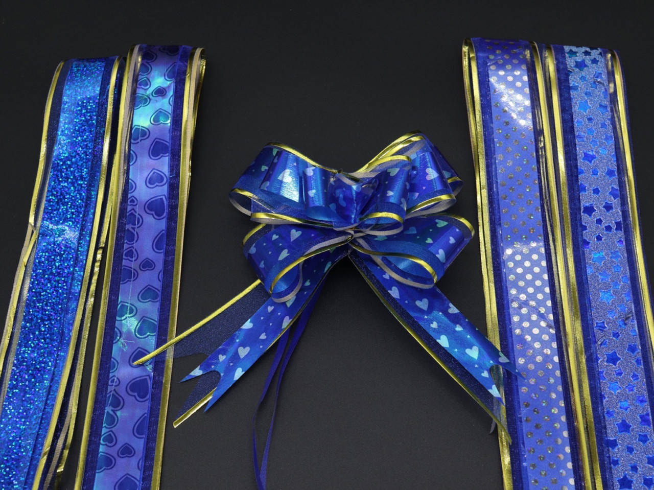 

Подарочные банты на затяжках. Цвет синий. 6х14 см