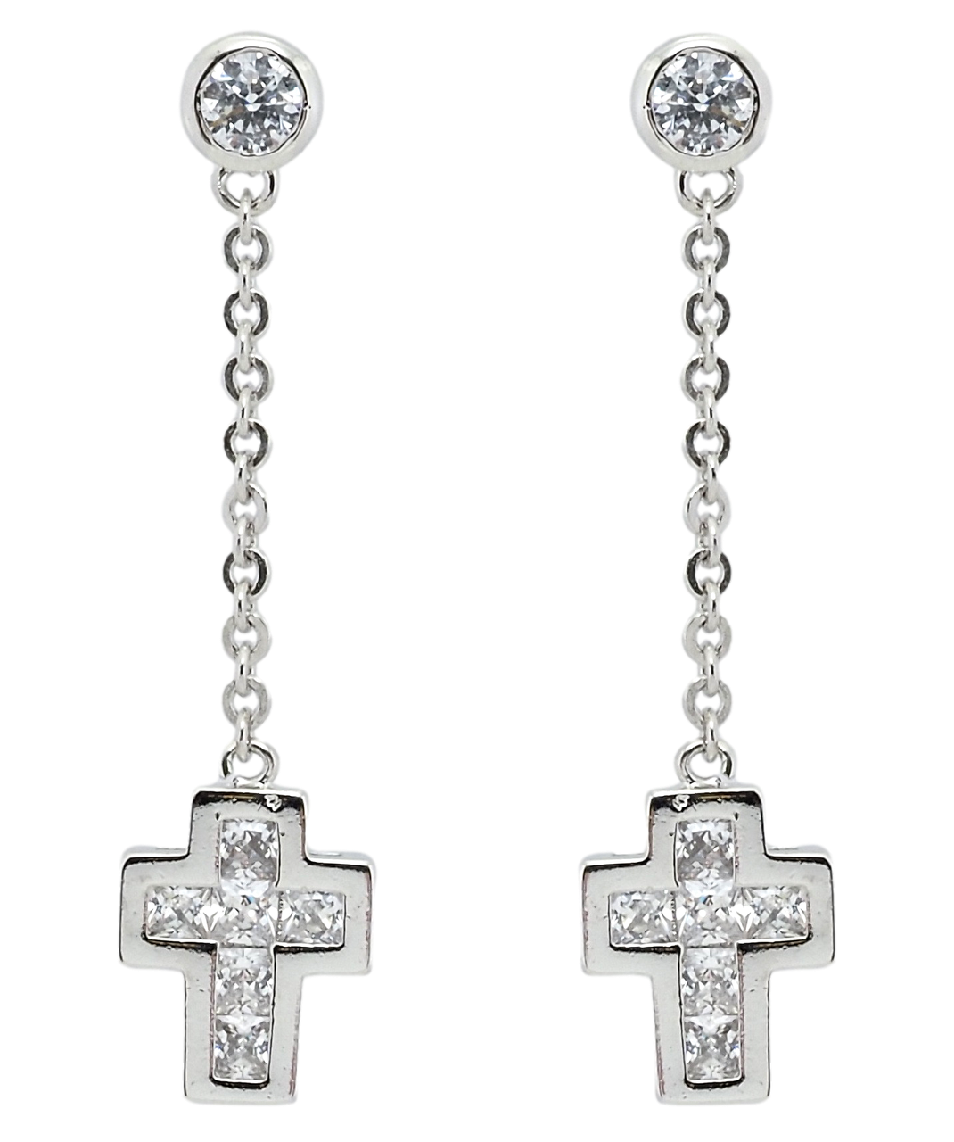 

Серьги Xuping Родий гвоздики (пусеты) "Крестики на цепочках"