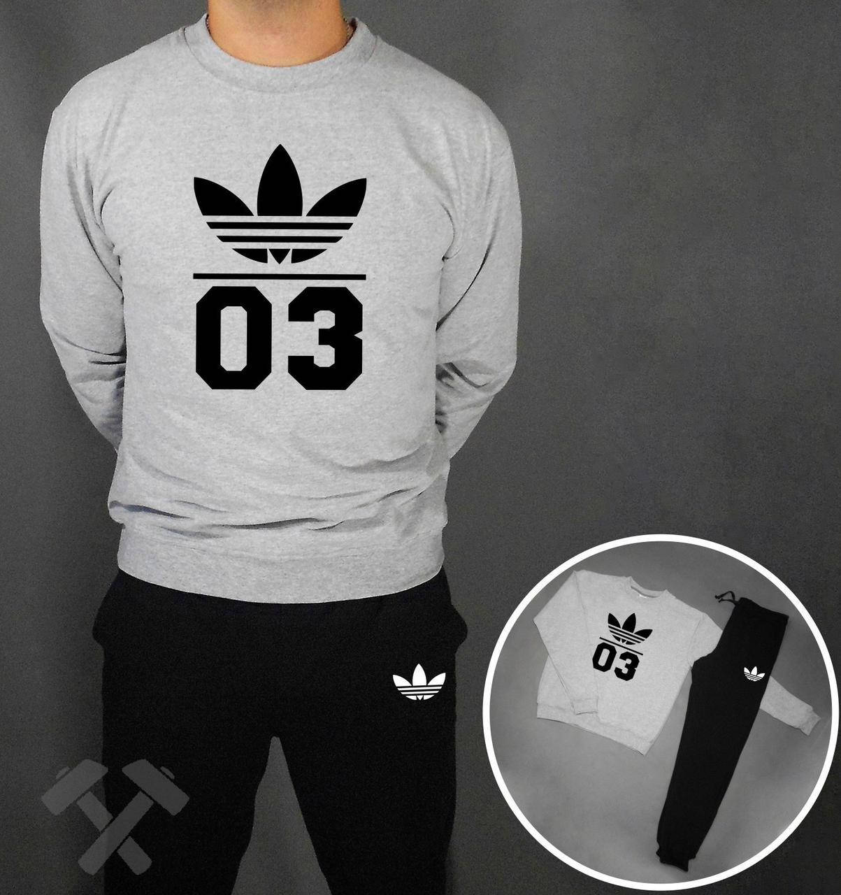 

Мужской спортивный костюм Адидас (Adidas) реглан и штаны (на любой сезон), серый