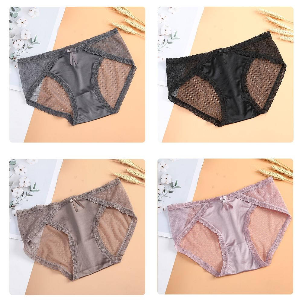 

Женские трусы сетка с атласом (M, L, XL), Разные цвета
