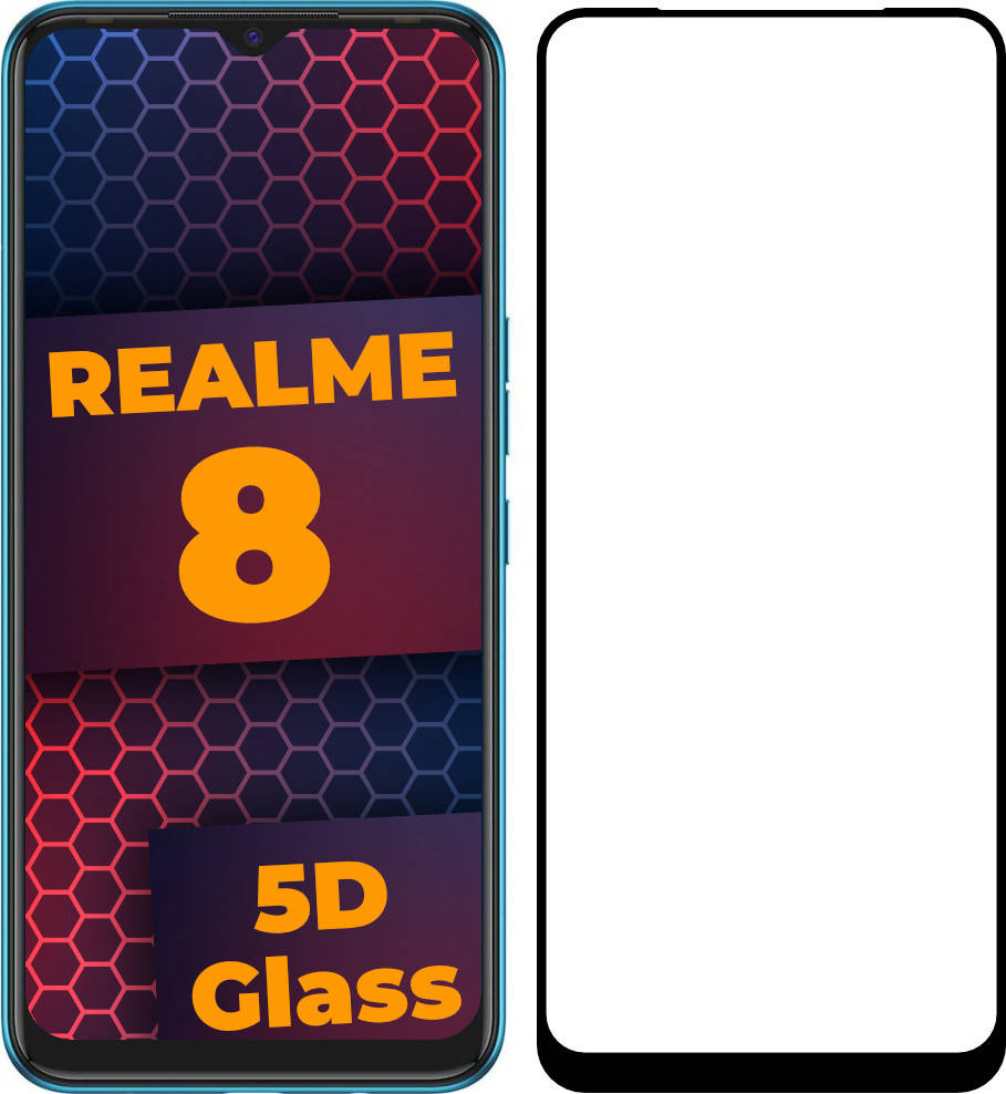 

5D стекло Realme 8 (Защитное Full Glue) Black, Черный