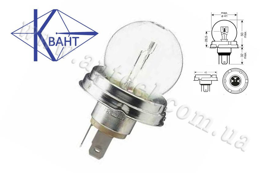 

Автомобильная лампа Квант R2 12V 45/40W P45t