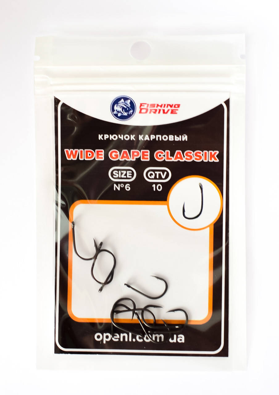 

Крючок карповый Wide Gape Classik №6 ( вайт гейп) 10 шт Fishing Drive