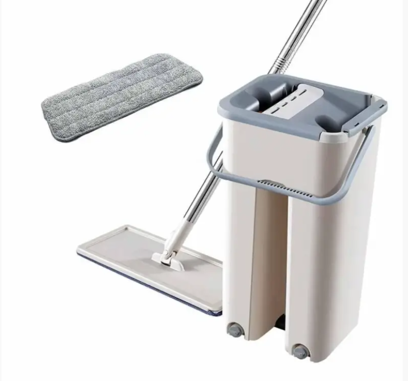 

Лентяйка швабра Cleaner 360 с отжимом Spin Mop и ведром, Бежевый