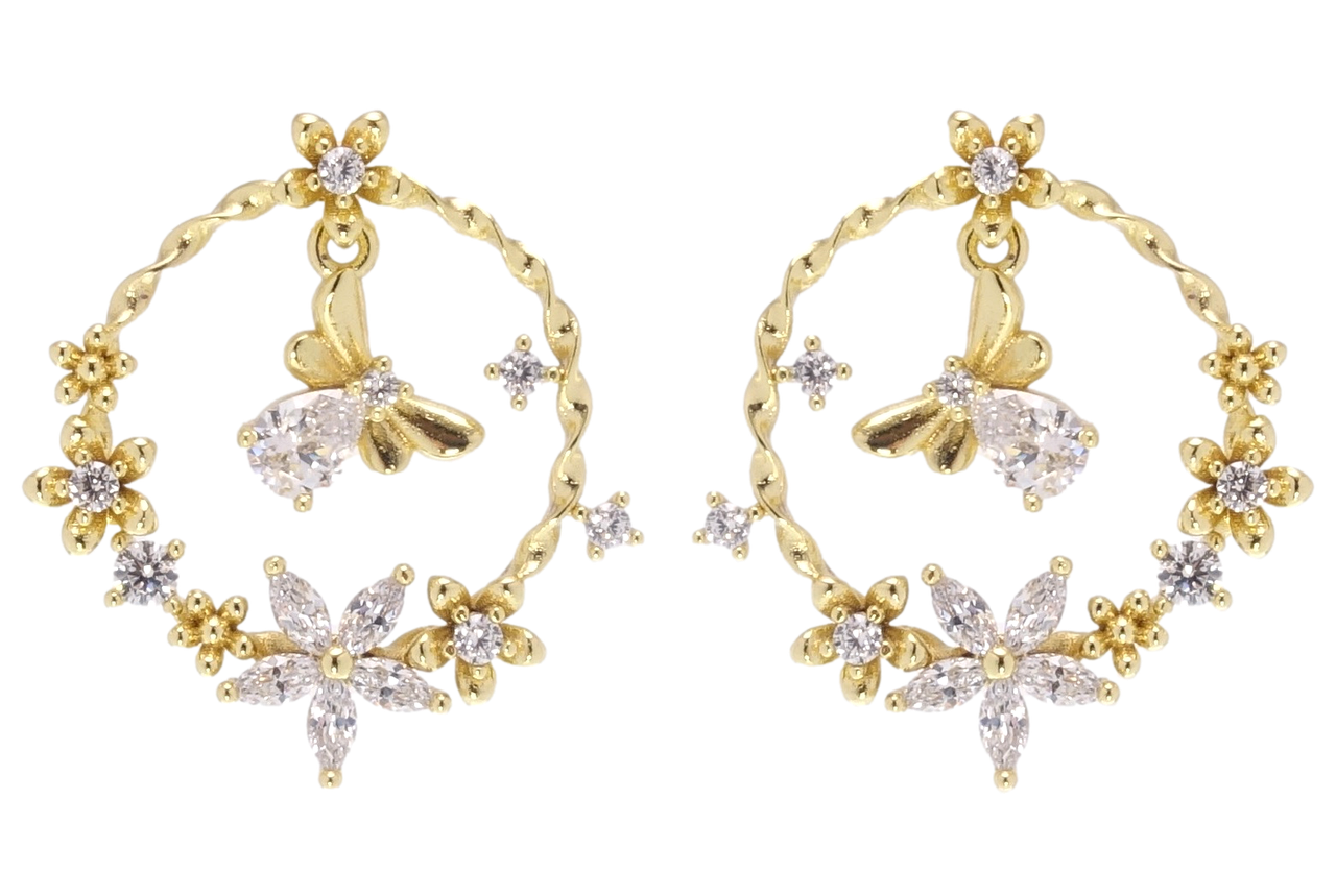 

Серьги Xuping JEAN GOUJON Позолота 14K гвоздики (пусеты) "Кольца с цветами и мушкой"