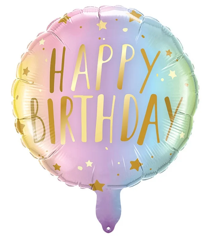 

Фольгированный шарик КНР 18" (45 см) Круг Happy Birthday градиент, Разные цвета