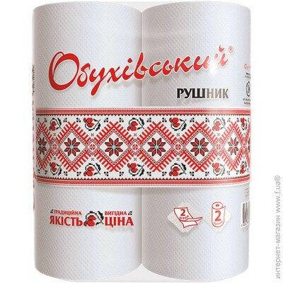 

Полотенца бумажные рулонные Обухов, белые 2 шт, Белый
