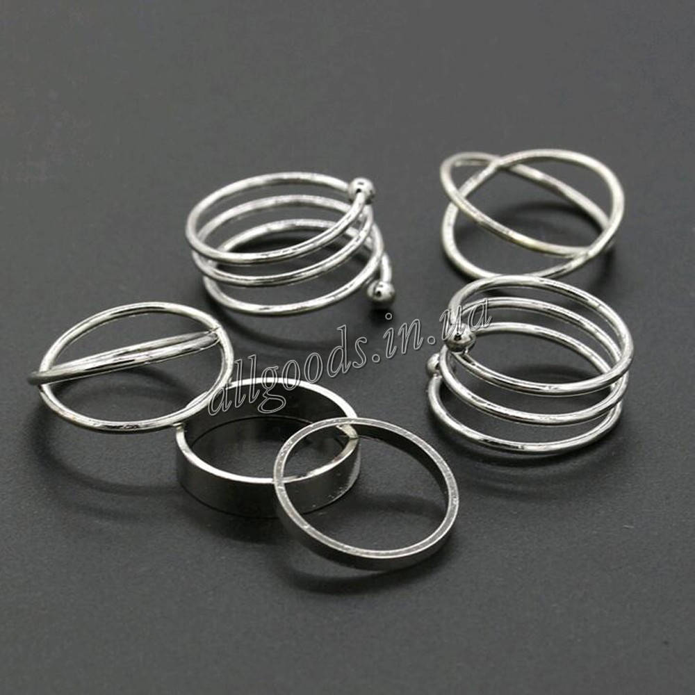 

Кольца на фаланги. Набор из 6 колец (ring6silver)