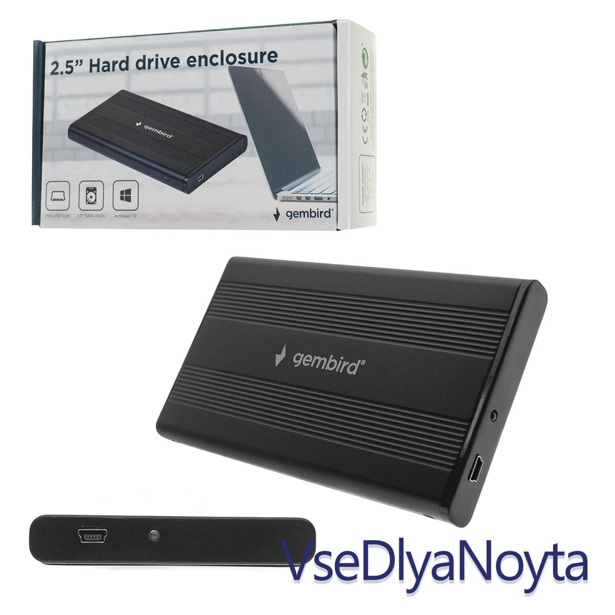 

Карман внешний для HDD/SSD 2.5" GEMBIRD EE2-U2S-5, USB2.0, чёрный
