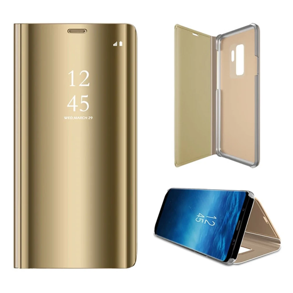 

Чехол книжка Clear View для телефона Samsung Galaxy S9 Plus Золотой