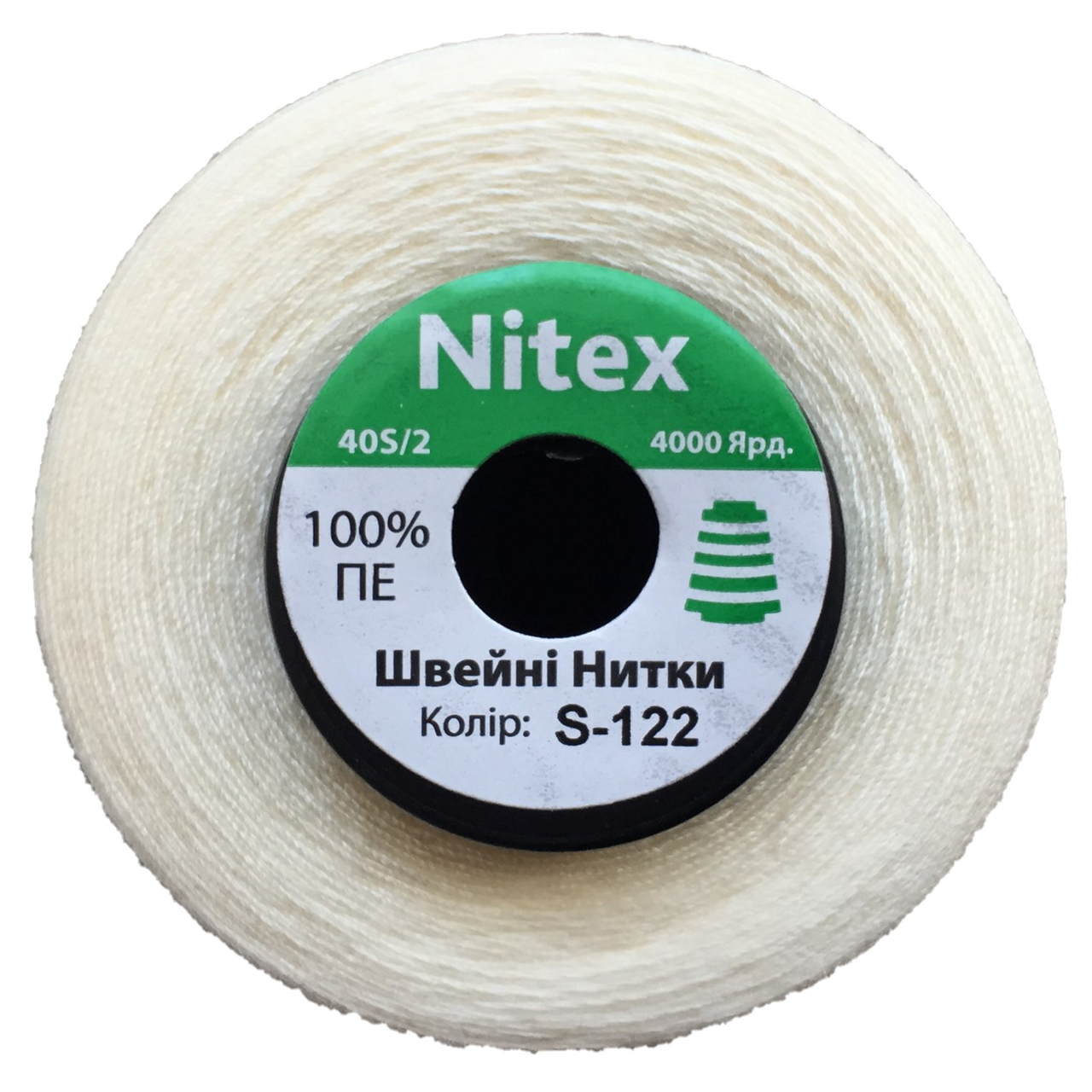 

Нить швейная 100% PE 50/2 цв S-122 бежевый молочный (боб 4000ярдов)
