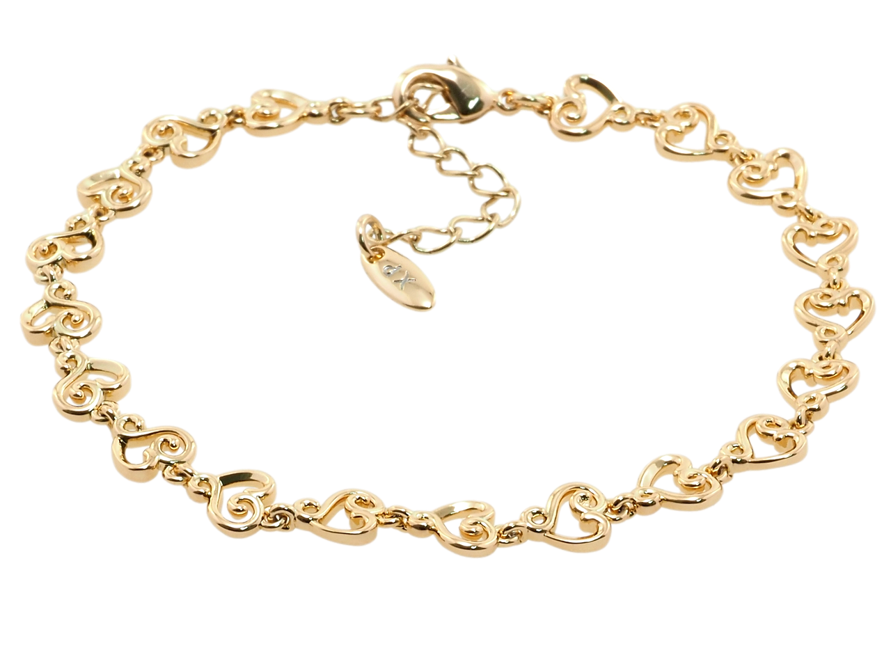 

Браслет Xuping Позолота 18K "Сердечки" длина с доп.цепочкой 17-20,5см х 6мм