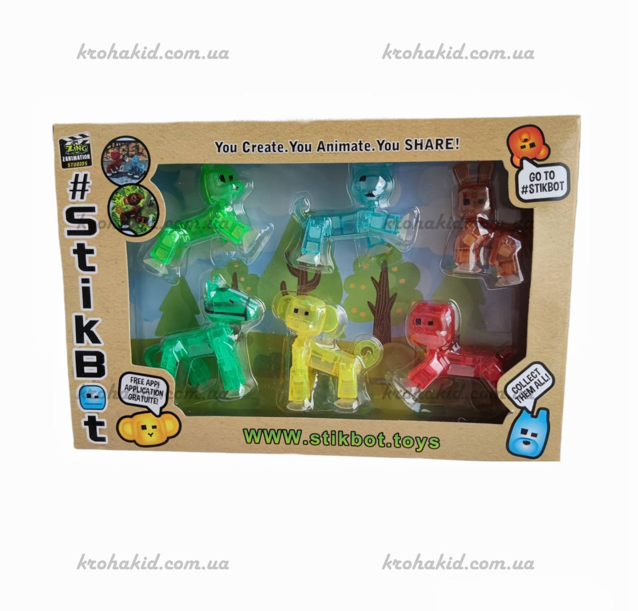 

Набор стикбот фигурки животные для анимационного творчества StikBot Set ST2117