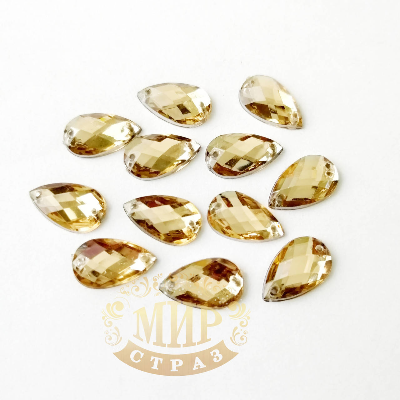 

Нашивные акриловые камни, форма Капля, цвет Lt Col Topaz, 8х13мм, 1шт