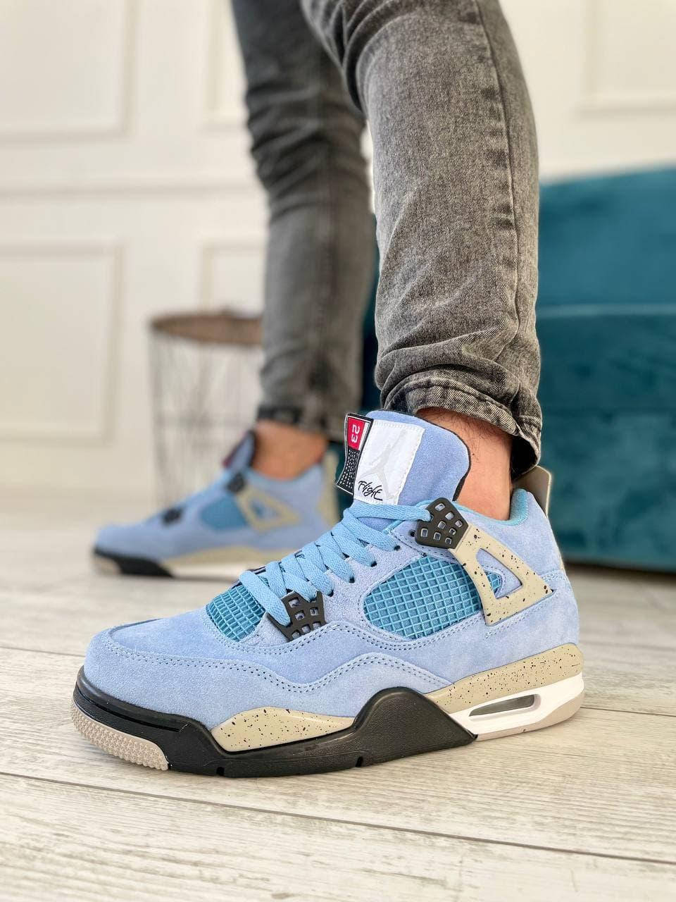

Кроссовки Nike Air Jordan 4 Retro SE Blue. Найк Аир Джордан 4 голубые., Голубой