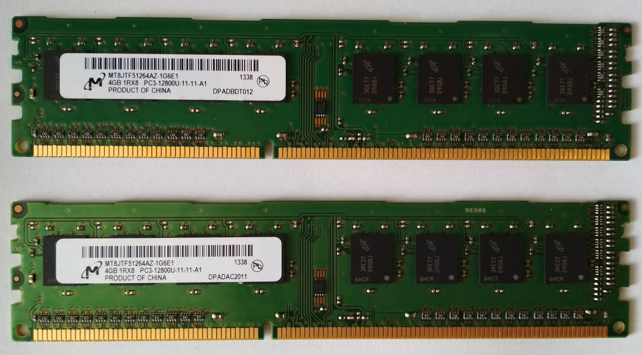 

8GB 2x4GB DDR3 1600MHz Micron PC3 12800U 1Rx8 RAM Оперативная память