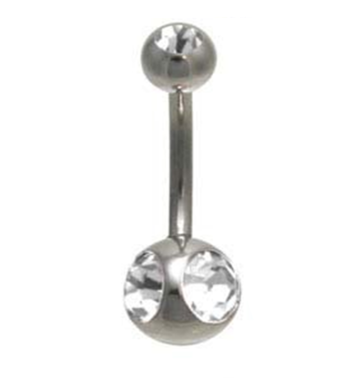 

Серьга в пупок банан 3 камня