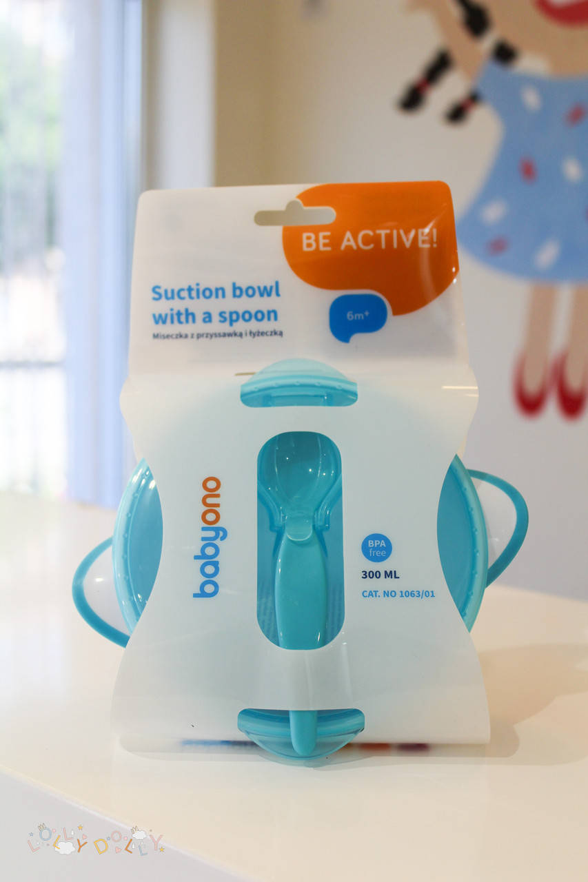 

Тарелочка с ложечкой на присоске Babyono blue