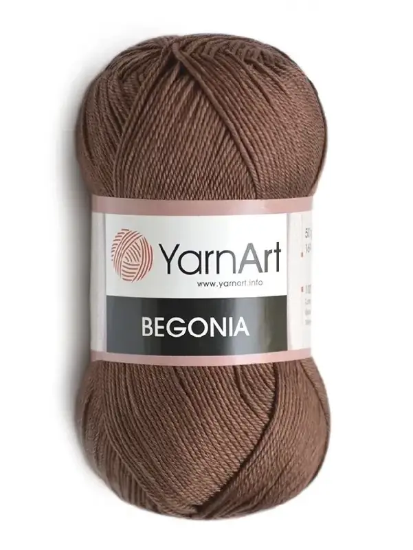 

Пряжа летняя YarnArt Begonia Ярнарт Бегония 100% мерсеризованный хлопок, Турция 77- коричневый