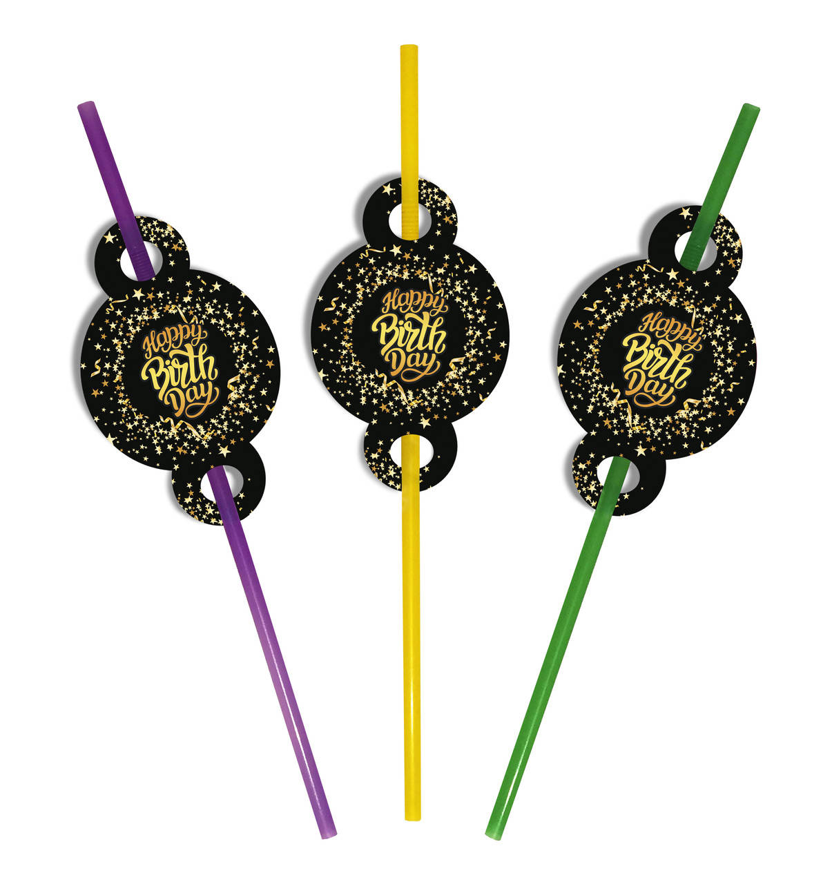 

Коктейльные трубочки с гофрой "Happy Birthday звёзды ", 8 шт, Разные цвета