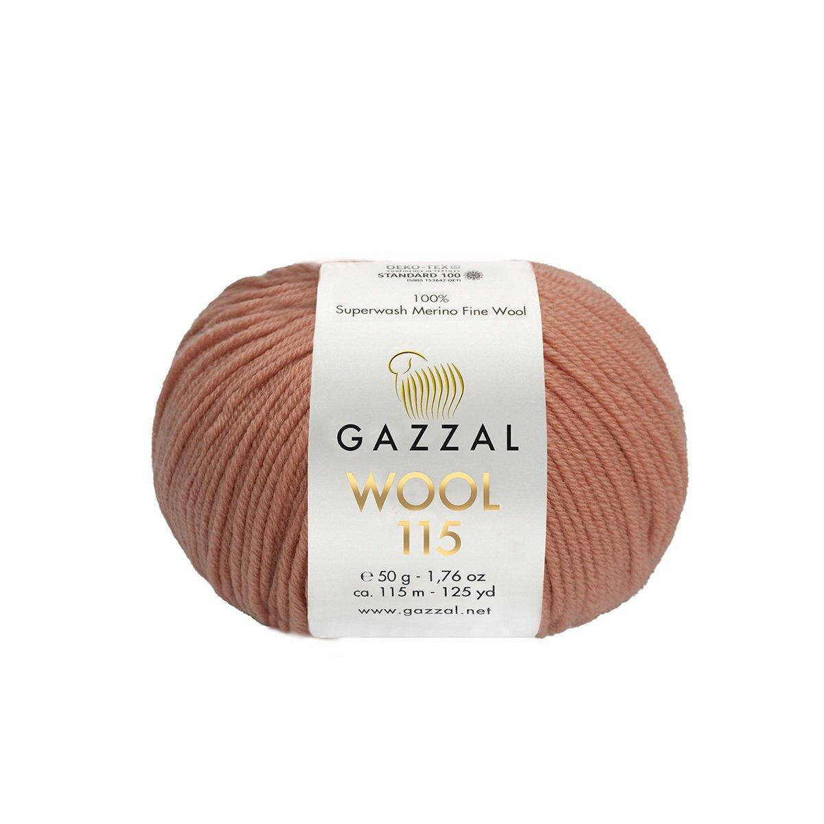 

Gazzal Wool 115 (Газзал Вул 115) № 3310 персик (Пряжа мериносовая, нитки для вязания), Персиковый