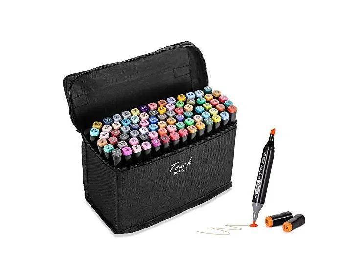 

Скетч маркери для малювання | Набір маркерів Фломастери для художників 80шт Чорний корпус