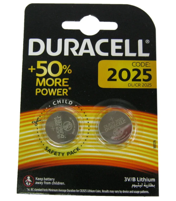 

Батарейка CR-2025 2шт DURACELL 3V литиевые Китай