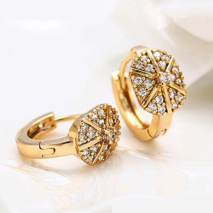 

Серьги Овал, россыпь циркония, медзолото Xuping, 18К