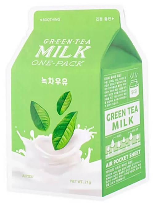 

Тканевая маска для лица A'pieu milk one pack Зеленый чай/Green Tea 21 г