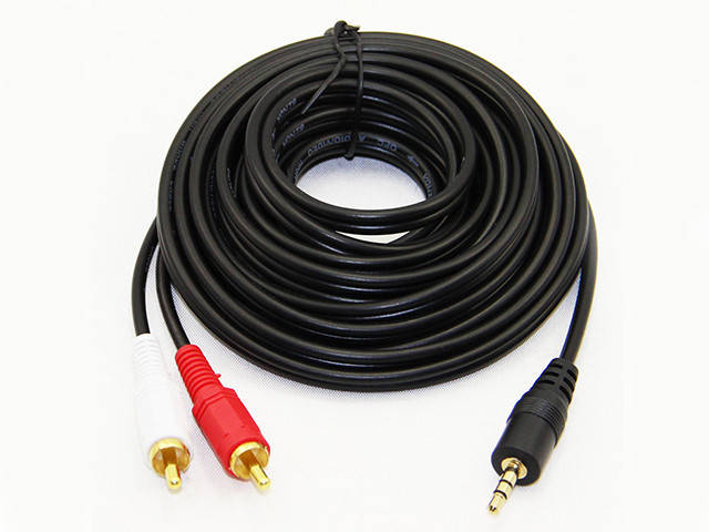 

Шнур шт.3,5стерео- 2шт.RCA, диам.-2,6х5,2мм., 5м., чёрный, Черный