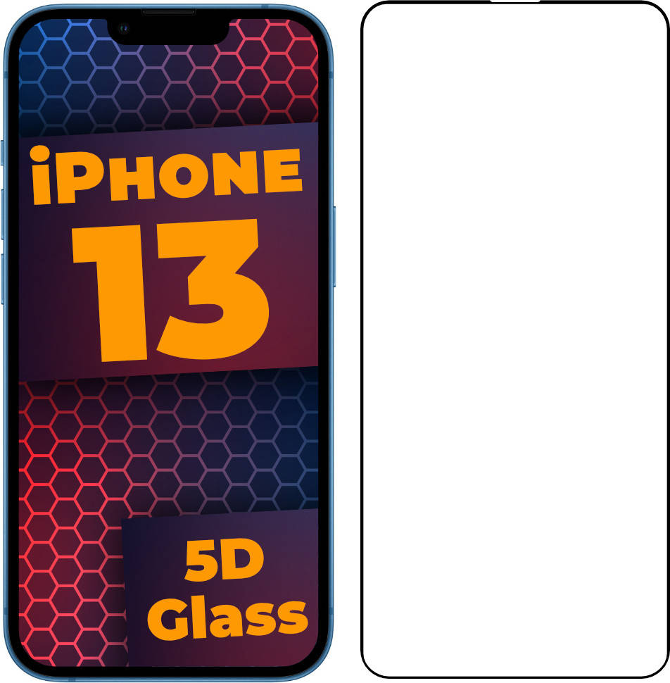 

5D стекло iPhone 13 (Защитное Full Glue) Black (Айфон 13), Черный