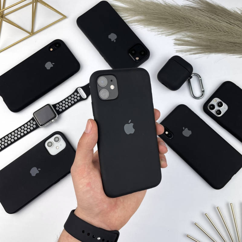 

Силиконовый чехол на iPhone 11 Full с закрытым низом Black (18), Черный
