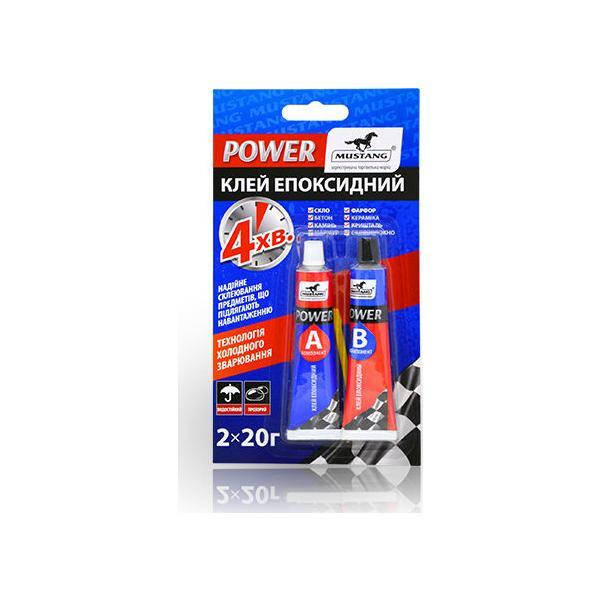 

Клей эпоксидный шприц двухкомпонентный 20мл POWER МУСТАНГ