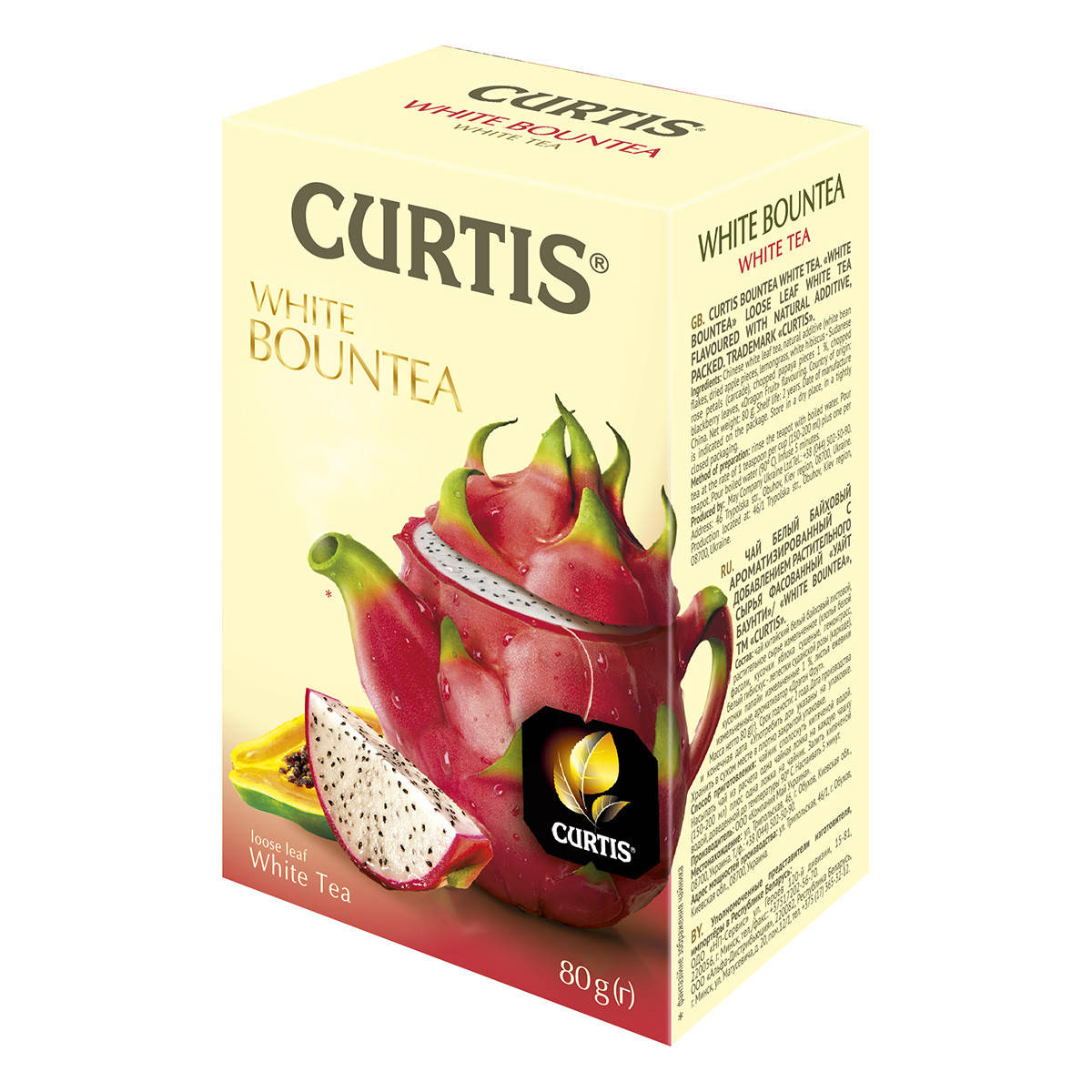 

Чай белый листовой со вкусом питахайи Кертис (Curtis) "White Bountea", 80 г